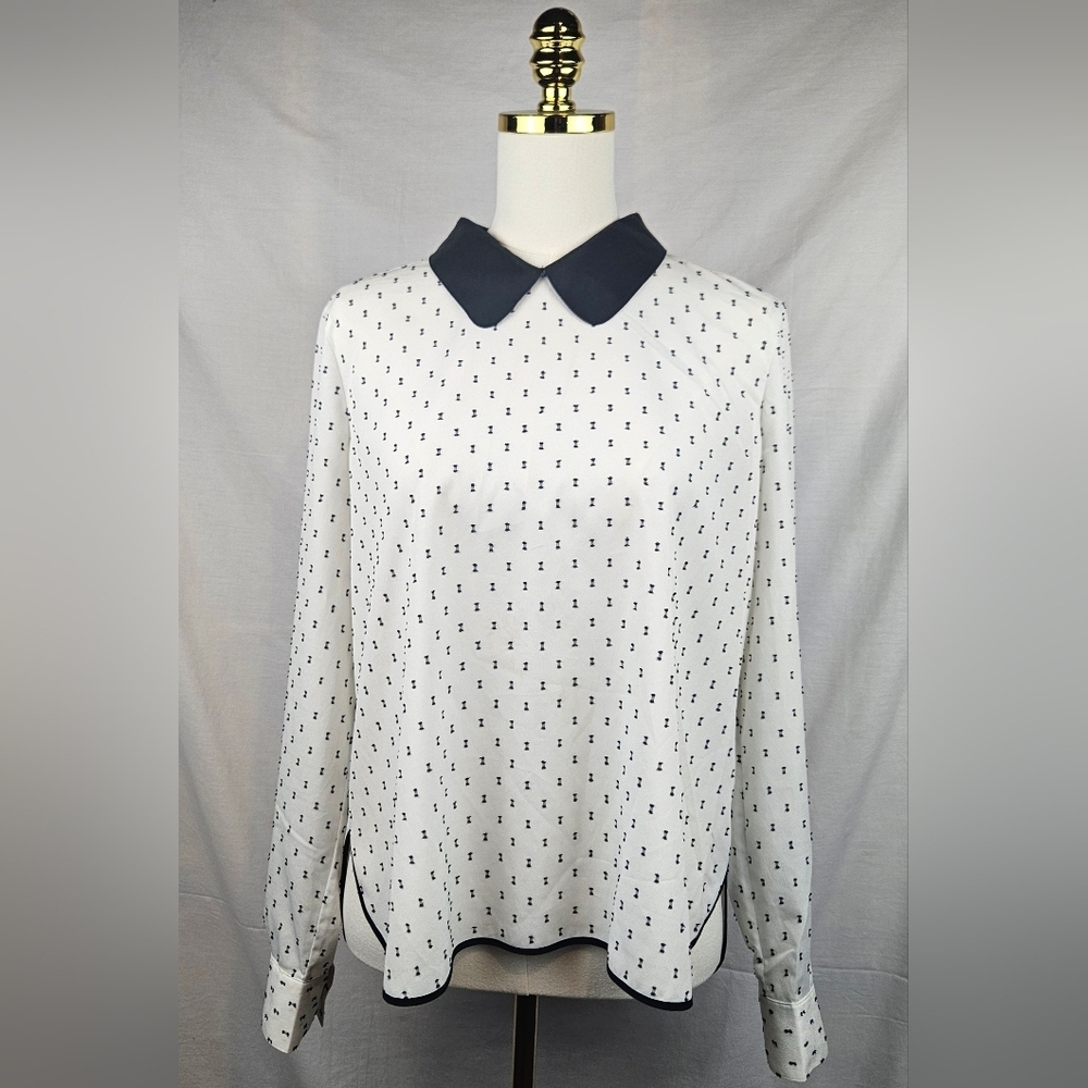 Armani Exchange Women's‎ Button Back Black White Blouse Sz L Classic Career